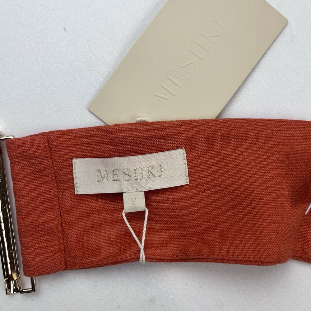 Meshki Women’s Linen Halter Top Crop Rust Orange Small Tie Back Adjustable New - Picture 11 of 16
